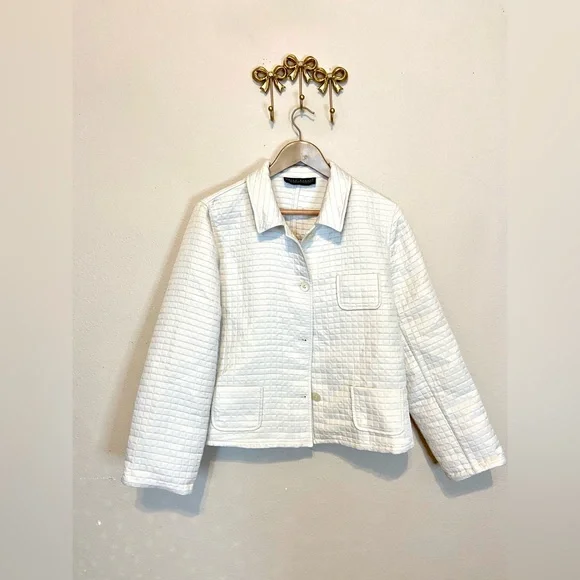 Harve Benard White Utility Jacket with Textured Design - Picture 1 of 6